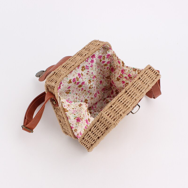 Caja informal de mimbre para mujer, bolso cruzado de mimbre de caramelo tejido para mujer, Bolso pequeño de playa para verano, bolso vintage con solapa bali