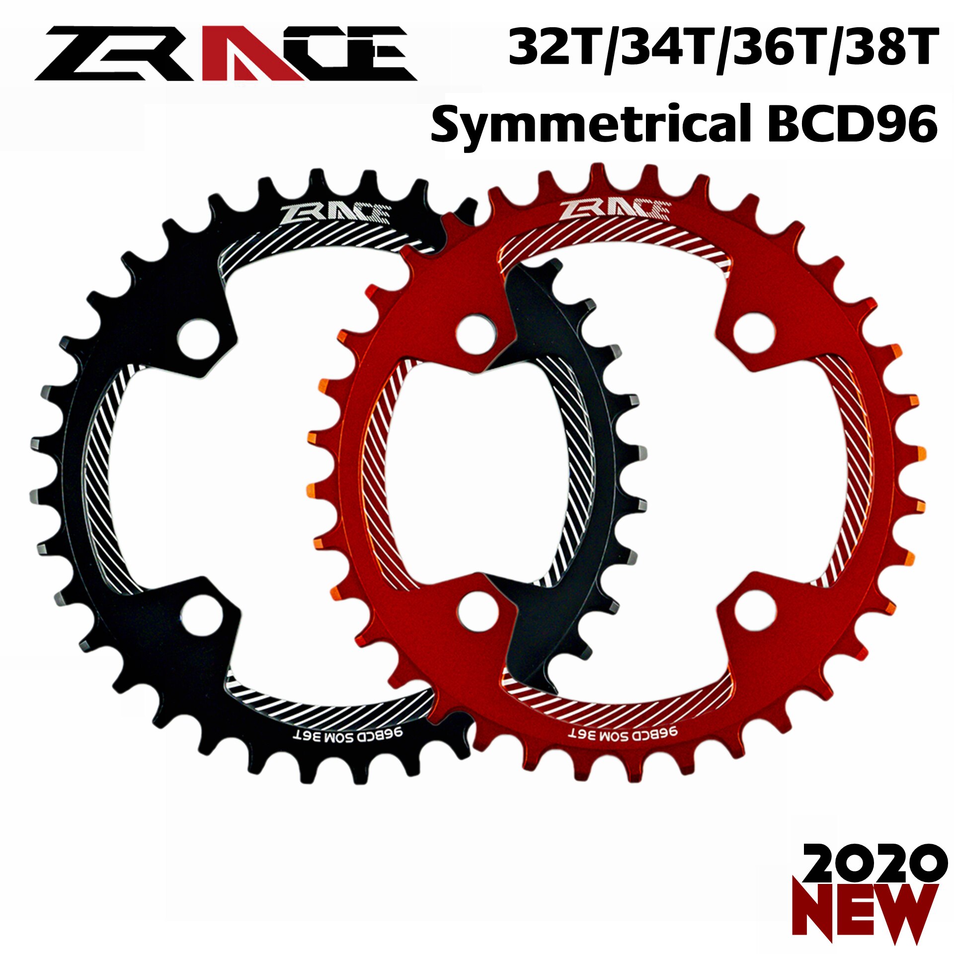 ZRACE Chainrings Chainwheels BCD96 Symmetrical Chainrings,32T 34T 36T 38T AL7075 CNC process, Vickers-hardness 15+ for MTB