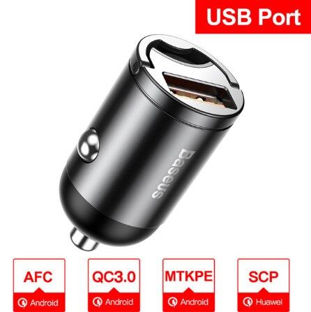 Baseus Quick Charge 4.0 3.0 USB Car Charger For iPhone 11 Pro Max Huawei P30 QC4.0 QC3.0 QC 5A Fast PD USB C Car Phone Charger: USB Port Gray