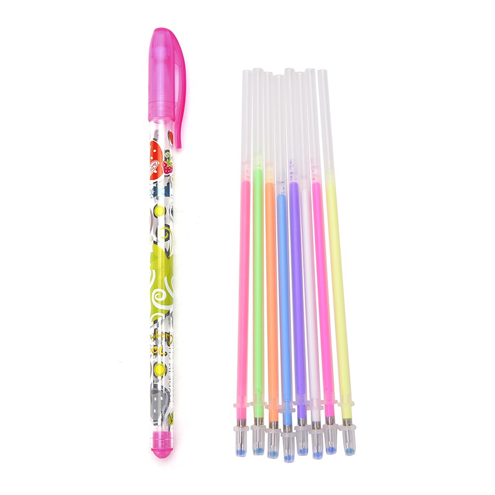 8pcs/set Highlighter Pen Black Paper Fluorescent Paint Office School Supplies Pens Pencils Writing Markers Highlighters