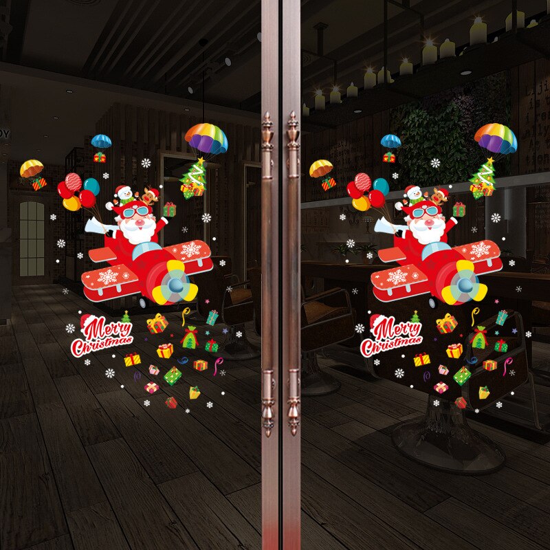decalmile Kerstmis Muurstickers Nieuwjaar Hert Muurtattoo Kinderen Baby Kinderkamer Venster Slaapkamer Woonkamer Wanddecoratie