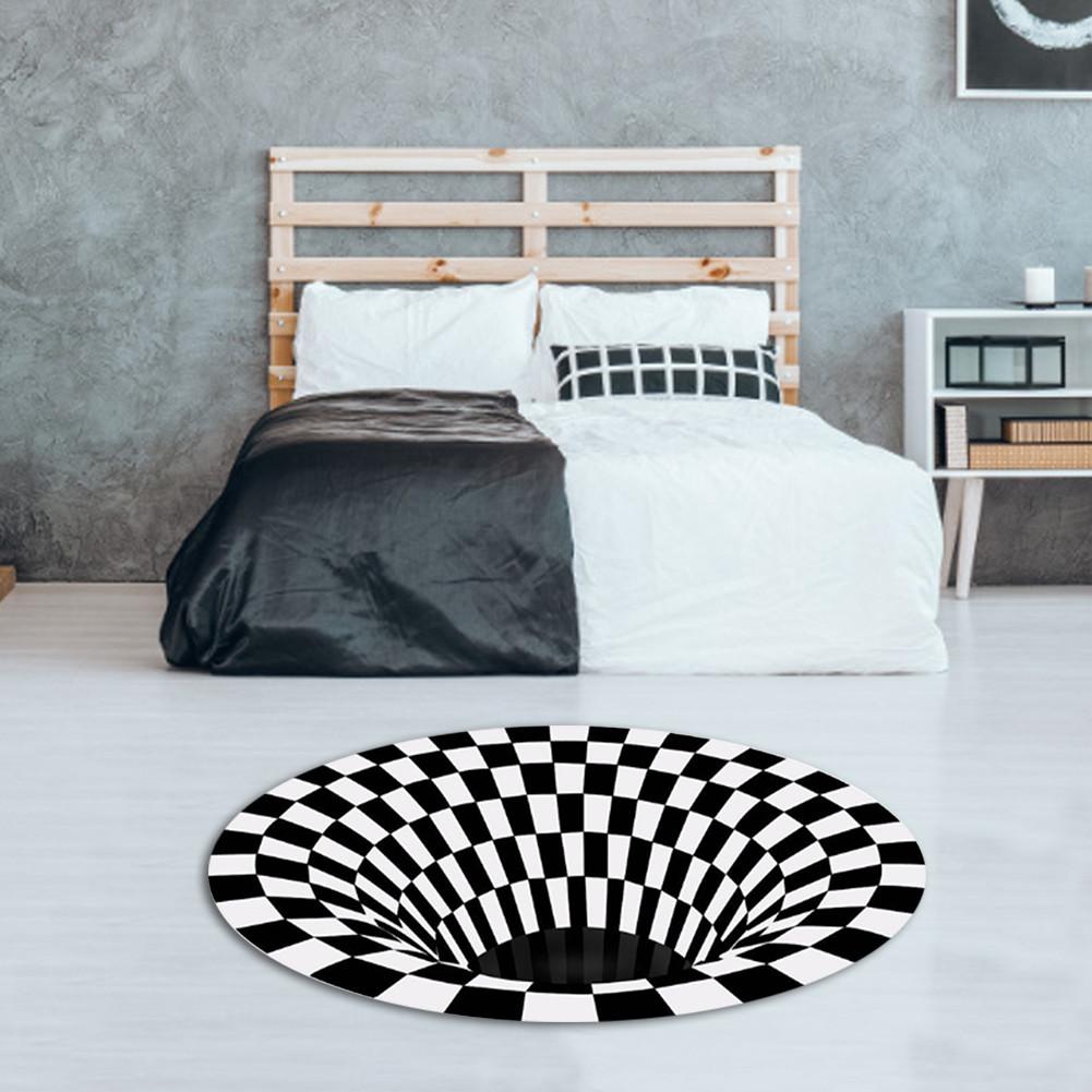 3D Vortex Illusion tapis tourbillon impression sans fond trou tapis blanc noir abstrait géométrique Illusion d'optique salon décor Pad
