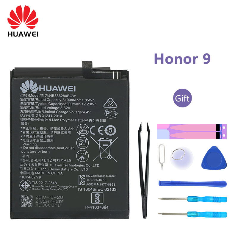 Originele Huawei Batterij Voor Huawei Ascend Honor 9/P10 3200 mAh HB386280ECW Vervangende Batterij