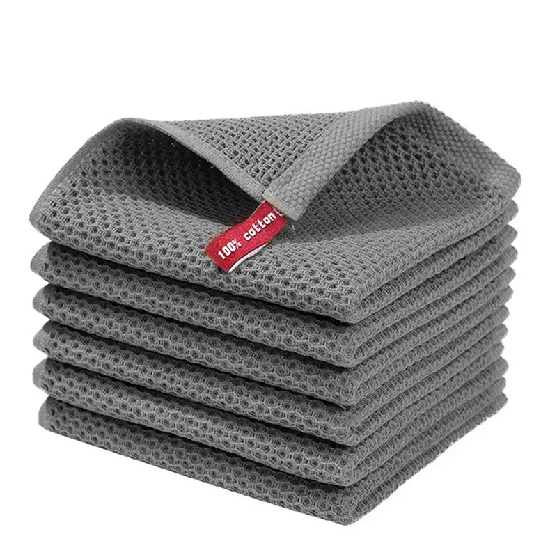 Torchon en coton nid d'abeille – Serviettes de cuisine super absorbantes, chiffons de lavage doux pour la vaisselle/visage/nettoyage: orange / 10pièces