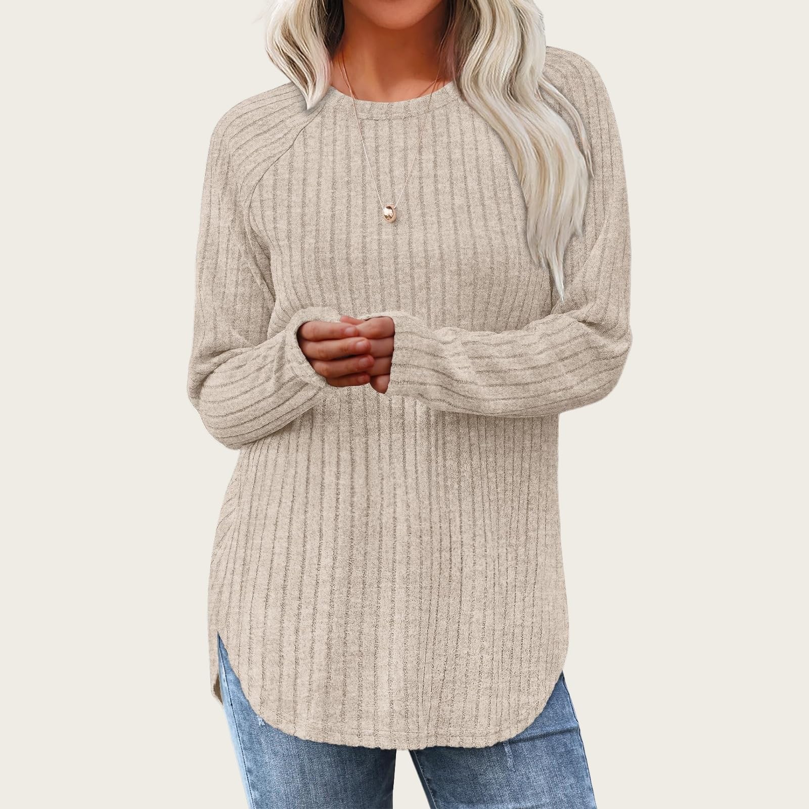 Sweat-shirts pour femmes à manches longues col rond pull décontracté solide tunique hauts femmes sweats femmes vêtements d'hiver liquidation