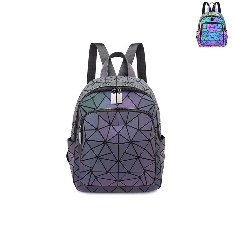 PVC Luminous Travel Backpacks Reflective Travel Bags female backpack boy girl student School bag For Teenager Backpack: Luminous triangle