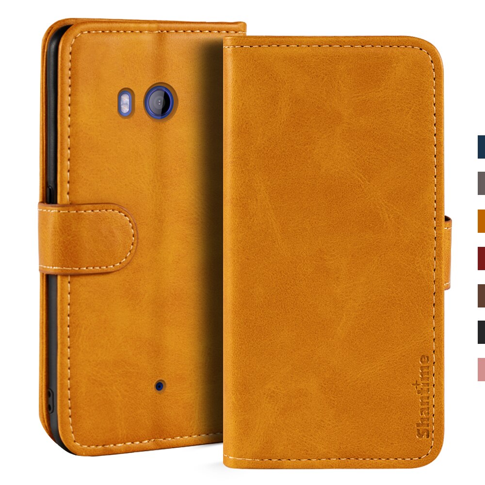 Funda magnética de cuero para HTC U11, carcasa con soporte para teléfono: Light brown