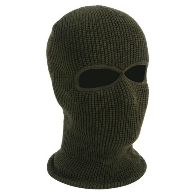 Vinter balaclava 2/3 skrog helmaske lokk strikking motorsykkel ansiktsskjerm utendørs ridning ski fjellklatring hodetrekk: Militærgrønn