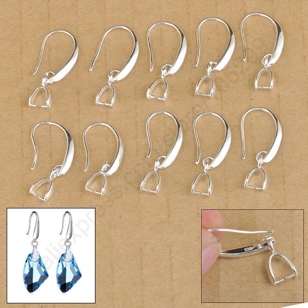 Ganchos para pendientes de plata de ley 925, accesorios para hacer joyas: Rojo