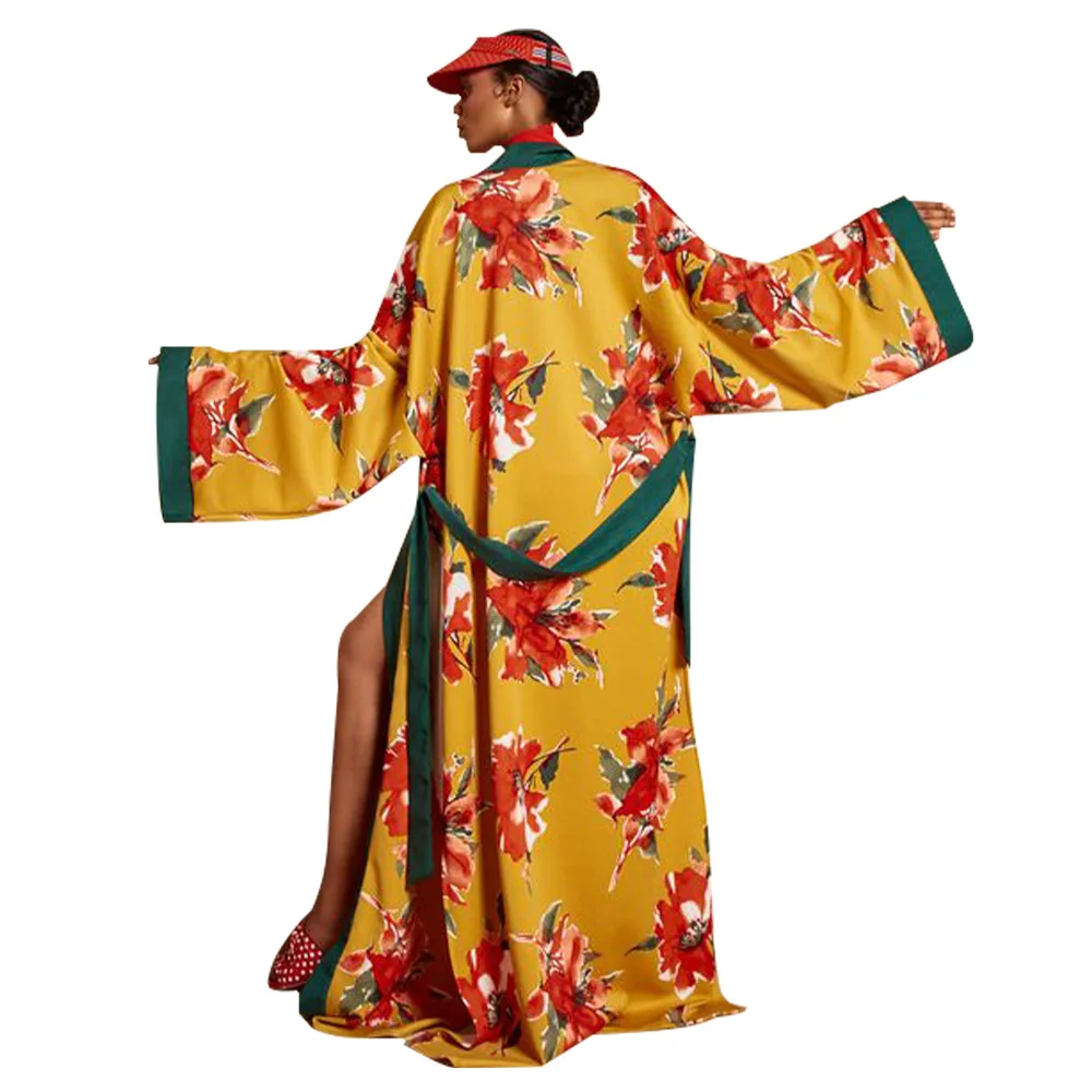 Kimono japonés tradicional para mujer, cárdigan largo tipo Kimono, cárdigan para Cosplay, blusa, camisa Yukata, vestido japonés femenino Haori Geisha: M / Oro