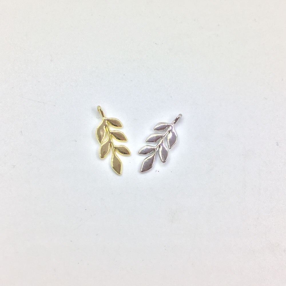 Eruifa 20pcs 7*14mm Gold/Silver Plated Leaf Zinc Alloy Charms Pendant Jewelry DIY Necklace Bracelet Earrings 2 colors