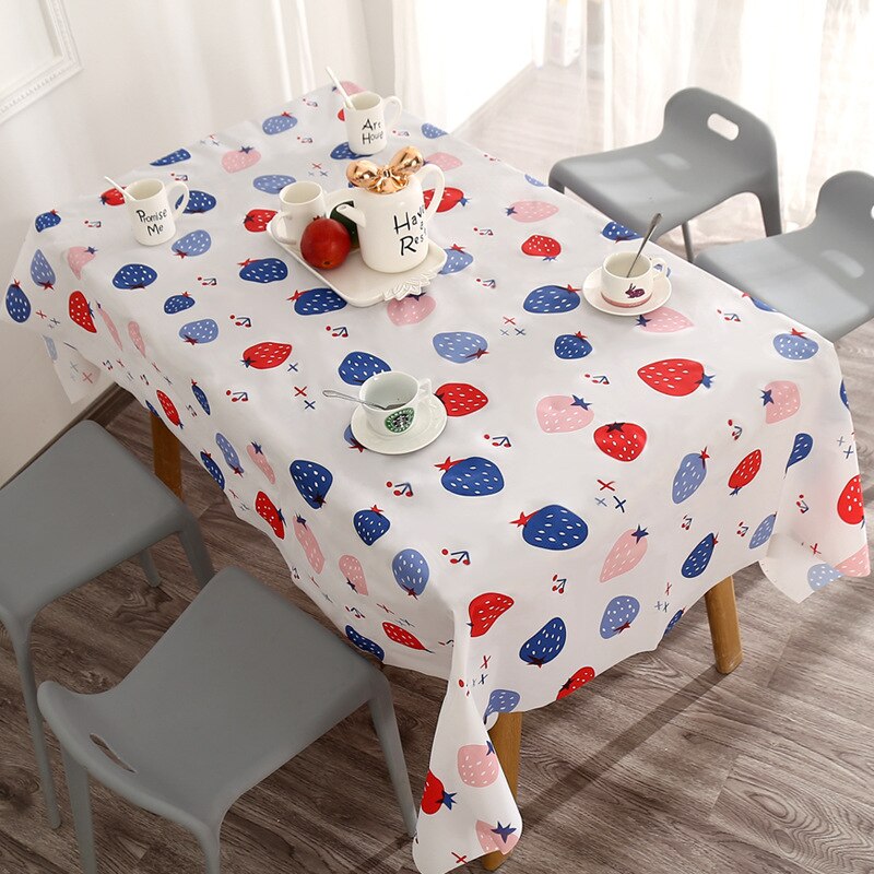 Tablecloth Oil-proof PVC Tablecloth for Dinning Room Party Family Dinner: Strawberry / 180cmx137cm