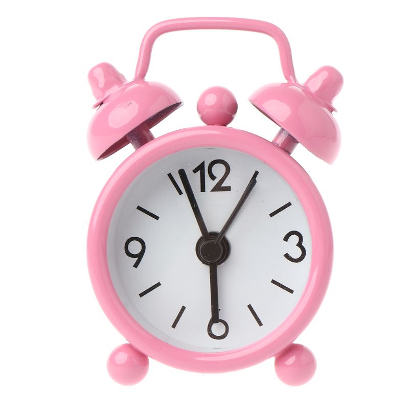 Lovely Cartoon Dial Number Round Desk Alarm Clock For Kid Home Decor: Pink