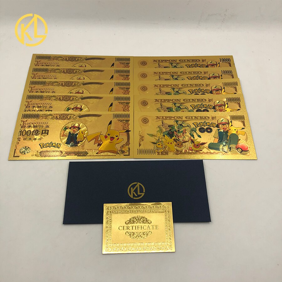 10 st/lot 10 typer japansk anime söta djur guldsedlar för samling souvenirsedlar: Ljusgrå