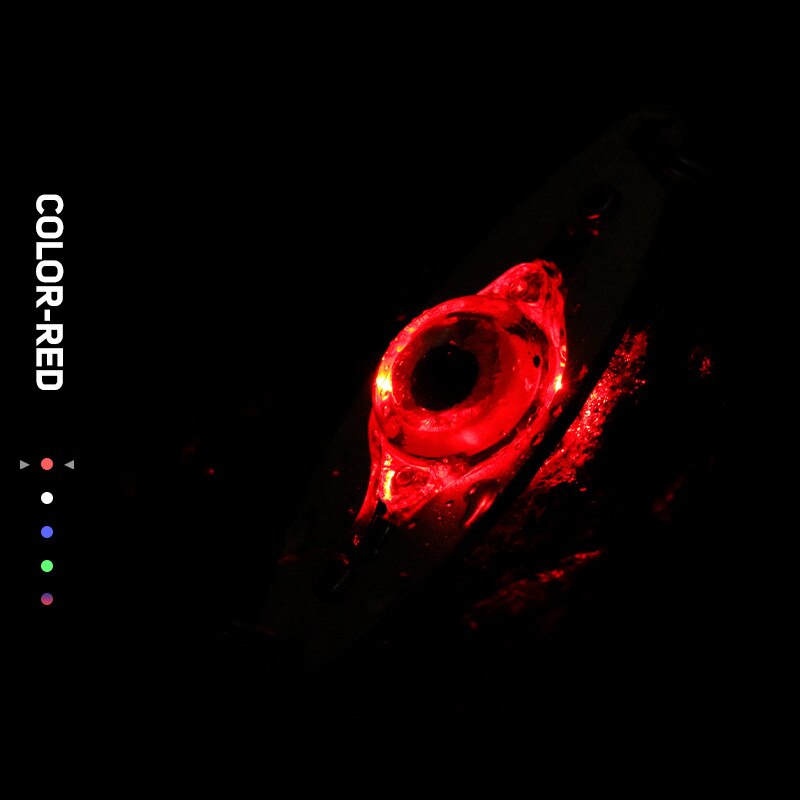 Cuillère de pêche sous-marine avec lumière LED, leurre léger en forme d&#39;oeil, matériel et accessoires: Rouge