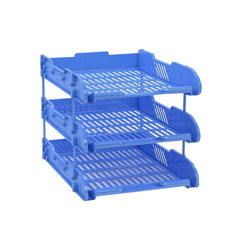 Three-layer Two-color File Tray Breathable Desktop File Rack Bookshelf Office Desktop Material Storage Supplies File Rack