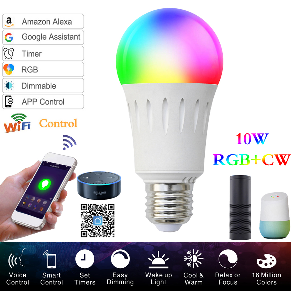 LED Smart WIFI Lamp led licht RGBW 10W Dimbare Werken Met Alexa/Google Home APP Afstandsbediening WIFI slimme Lamp