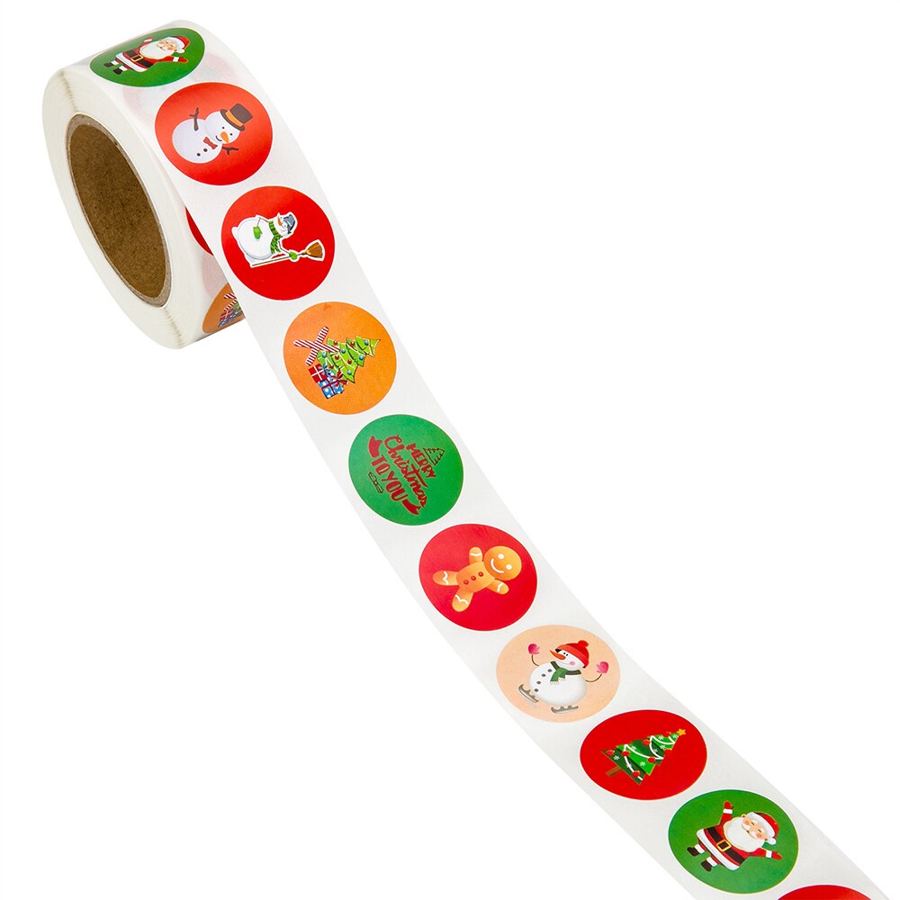 1 rol rond 13 ontwerpen vrolijke kerststickers bedankt stickers sluitlabels voor enveloppen kaarten verpakking scrapbooking: C