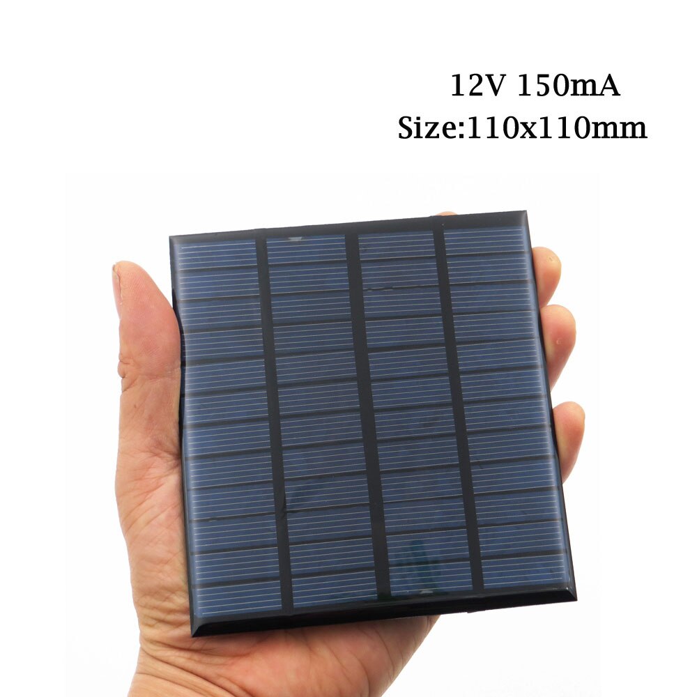 Solcellepanel 12 v volt batteri mobiltelefon opladere 12v dc mini solsæt diy til bærbar bilbus rv ekstern batteriopladning: 1.8w