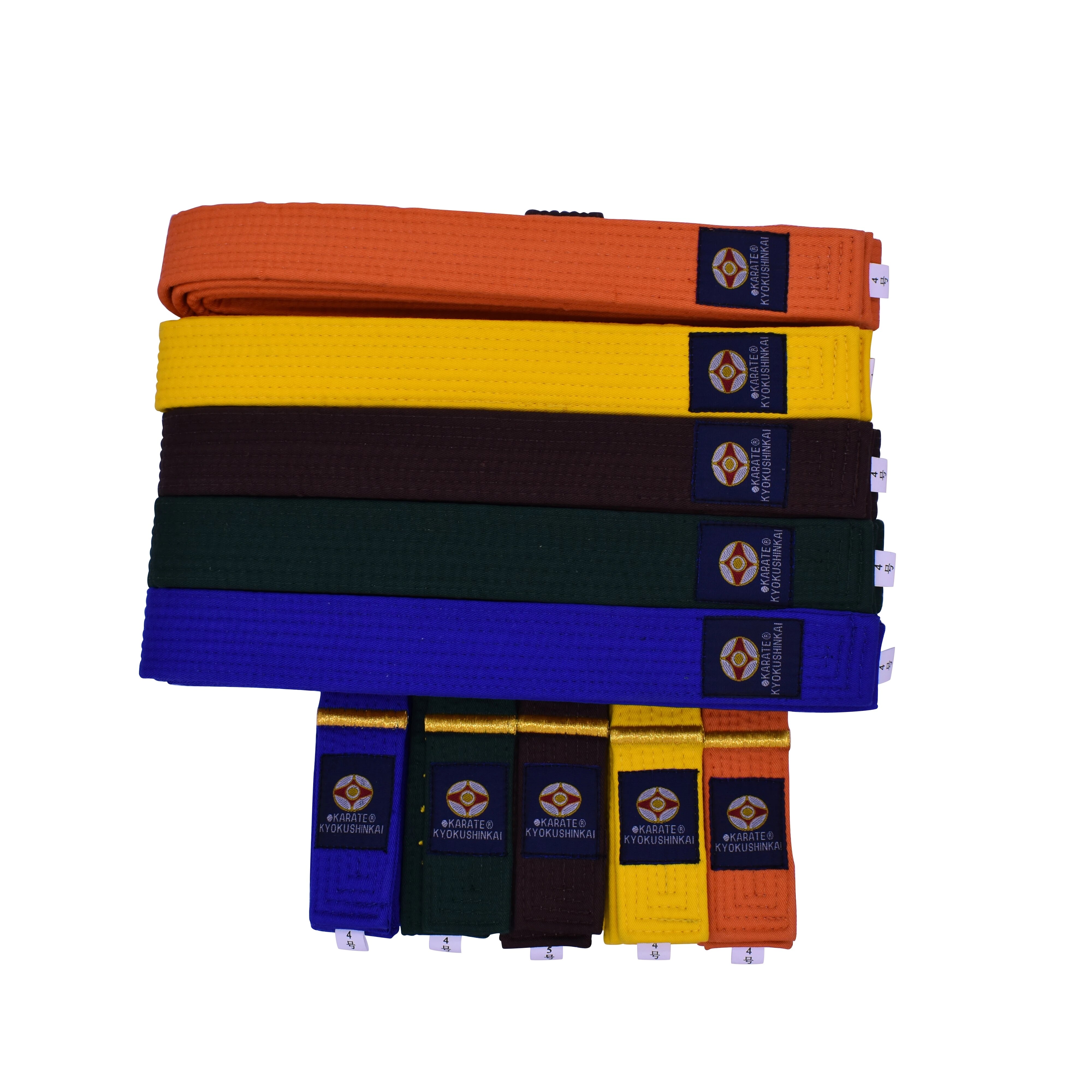 Professionele Kyokushin Kai Karate Riemen Iko Borduren Riemen Oranje Kleur Karate Riem 1 dan Brown Taekwondo Wkf Riemen
