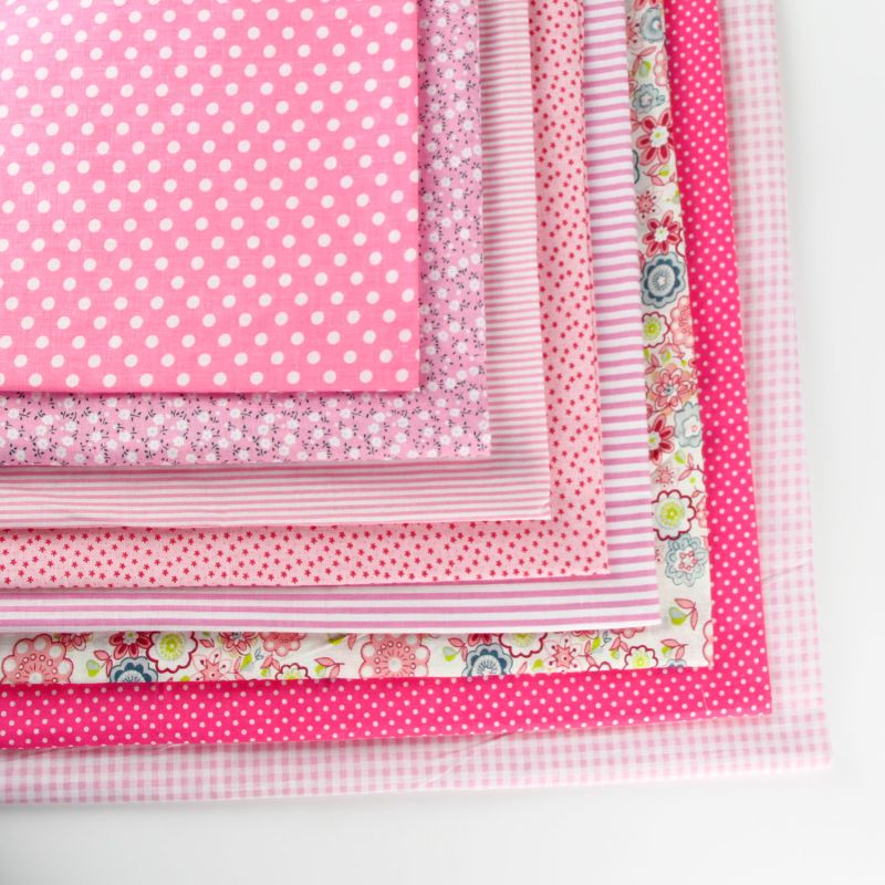 50 x 50cm 100% cotton fabric floral print fabric for DIY sewing patchwork Mixed Style cloth material: 8pcs in one pink