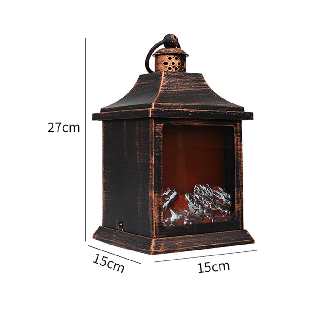 Retro Fireplace Lamp LED Flame Lantern Portable Oil Lamp Wind Lamp Simulation Flame Halloween Party Decor Props Home Ornaments: 03