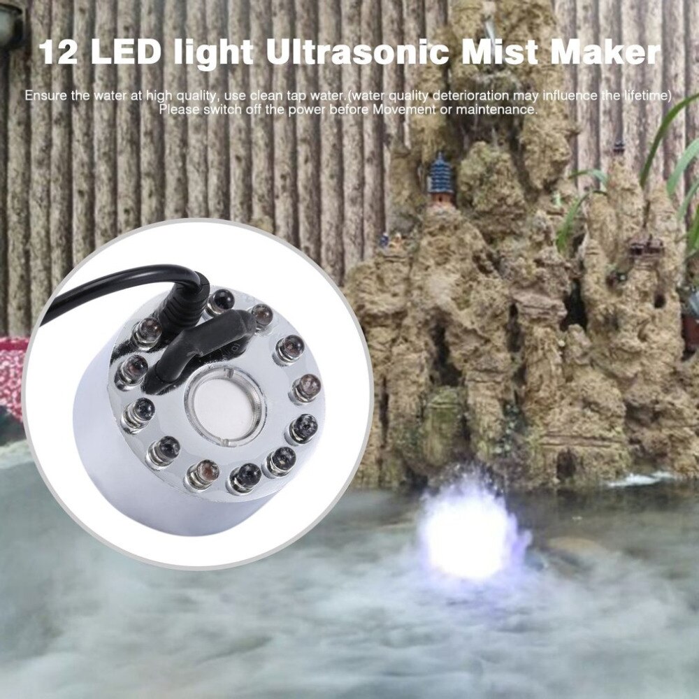 12 LED fontaine éclairage rétro-éclairage pour fontaines étang brume créateur brumisateur eau coloré lumière atomiseur ultrasons brume