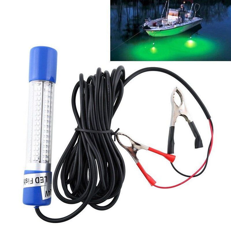 12 V 8 W Groene LED Onderwater Boot Dompelpompen Night Fishing Fish Lure Light met 5 M Kabel