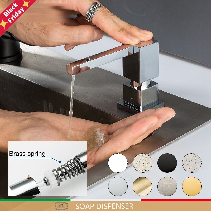 Liquid Soap Dispenser Brass Kitchen Soap Dispensers Square Counter top Dispenser