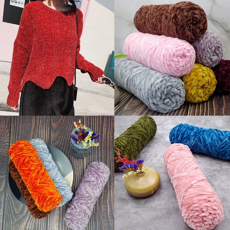 Fil Chenille en velours pour tricot à la main, fil de Crochet en fausse laine, moyen et épais, bricolage, écharpe artisanale, pull, fournitures de tricot