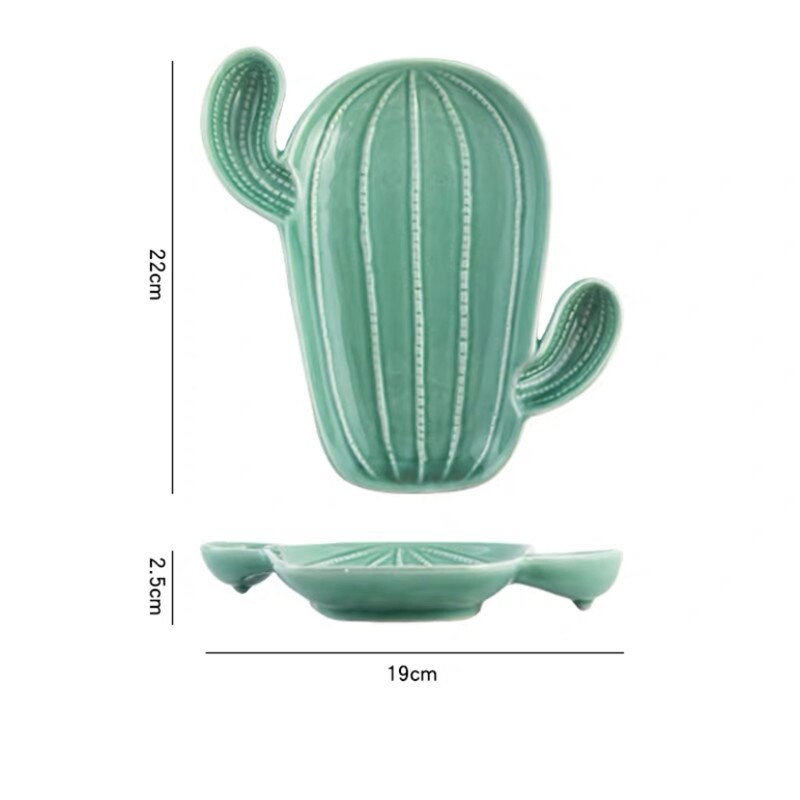 Vajilla de cerámica creativa de estilo nórdico, plato de cena con forma de Cactus y zanahoria, tazón de desayuno, plato de aperitivos para el hogar, plato de ensalada de fruta: Cactus E
