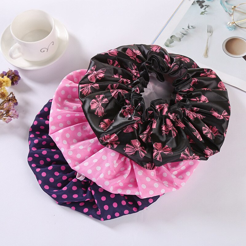Shower Cap Elastic Bath Hat Reusable Waterproof Bathroom Products Thick Women Shower Caps Bathing Hair Cover Kitchen Hat