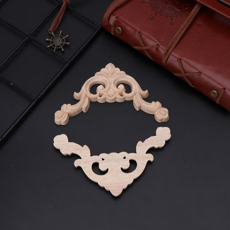 4 Stks/set Hout Gesneden Hoek Onlay Applique Unpainted Frame Kast Kast Decal Voor Meubelen Decor Craft 8x8cm