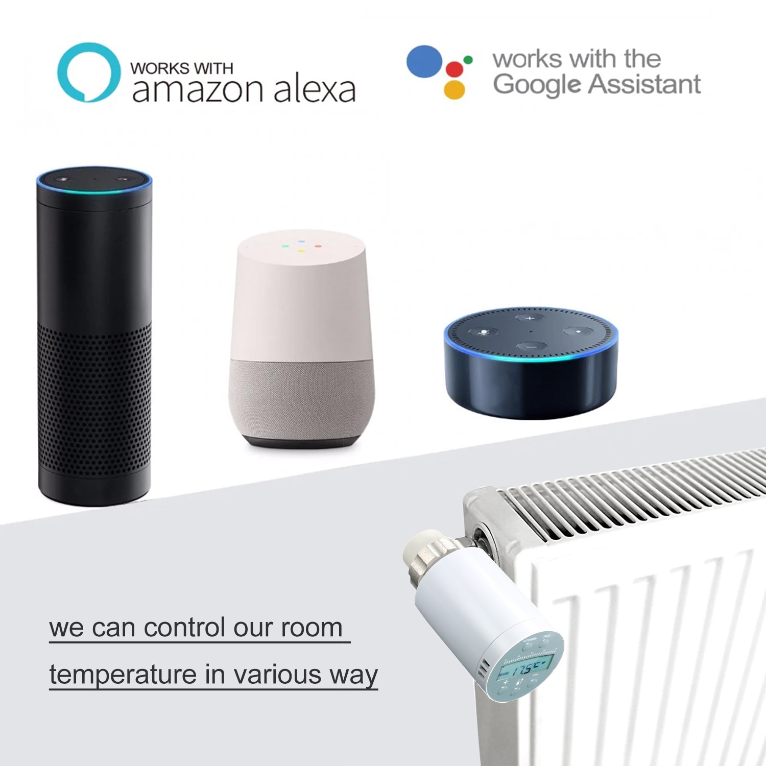 Termostato inteligente controlador de temperatura calefacción y TRV precisa Válvula de radiador termostática Control remoto por voz programable