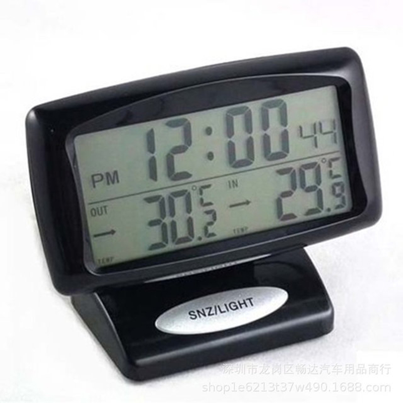 Car Electronic Clock Inside Outside Temperature Gauge Truck Vehicle Thermometer