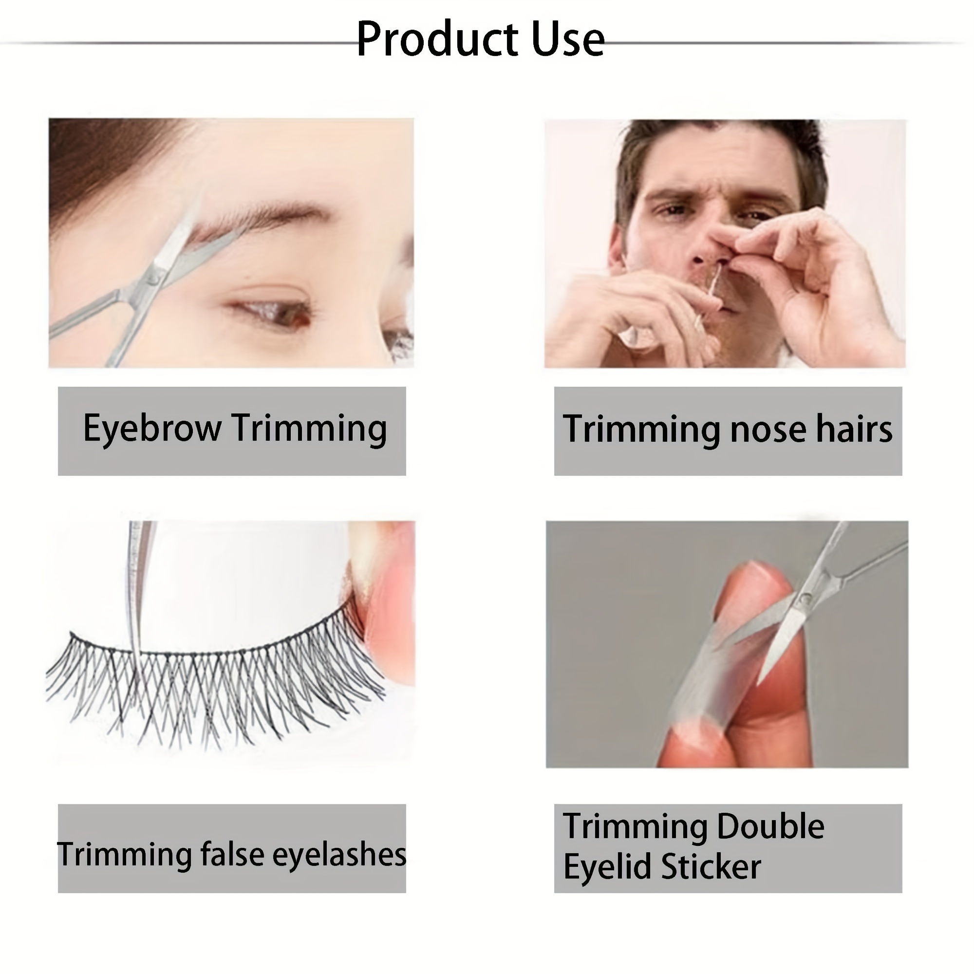 Tijeras de pelo de nariz de acero inoxidable para recortar y aseo del vello Facial, ideales para cejas, pestañas, bigote, barba y uñas