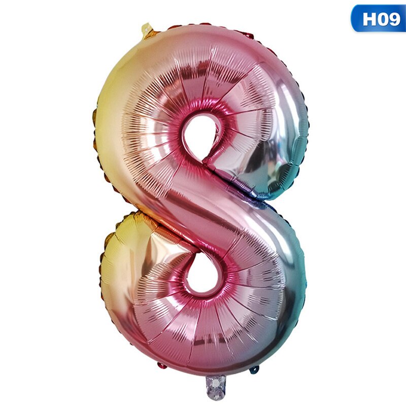 1 pc gradient farve digital ballon fødselsdag år fest bryllup dekoration oppustelig helium nummer ballon: 9