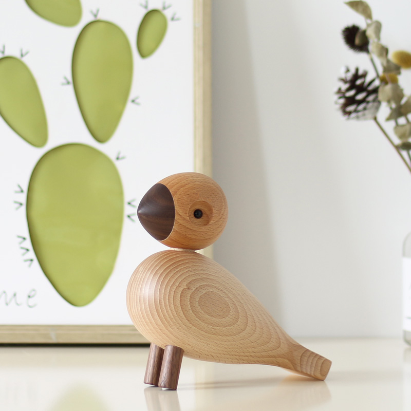 Nordique danemark Figurines d'oiseaux en bois Sculpture sur bois marionnette coloré peint Sculpture Figure animaux ornements pour la décoration de la maison: Nature