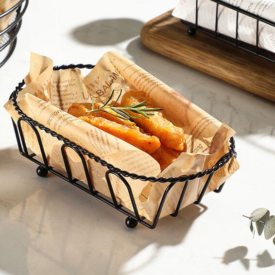 American Stainless Steel French Fries Basket Fried Chicken Snack Basket Fried Western Restaurant Snack Platter
