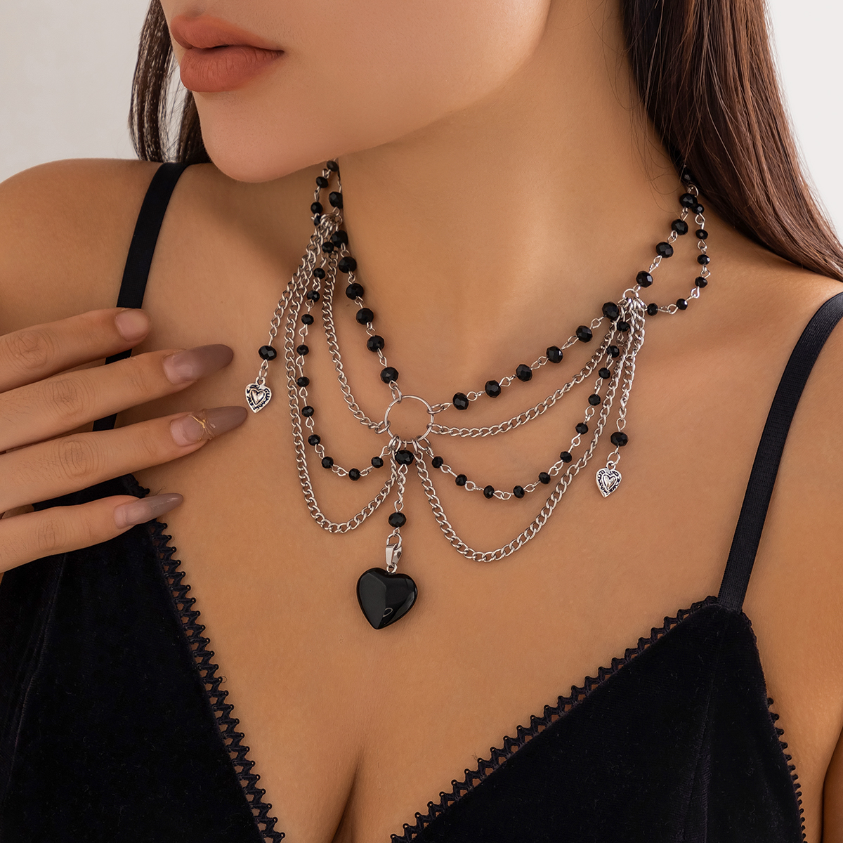 PuRui Goth Kristalli Sydän Riipus Choker Kaulakoru Punk Naiset Juhlat Korut