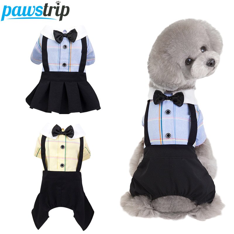 Tassband söt hund jumpsuit kostym husdjur student uniform liten hund kläder mjuk valp kjol hund klänning husdjur kläder för hund ropa perro