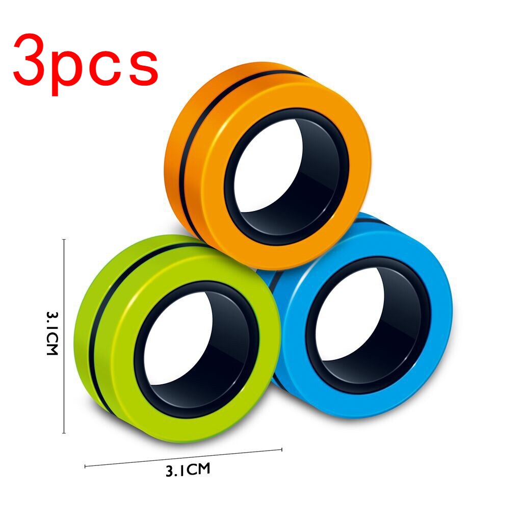 3 stücke Anti-Stress Finger Magnetische Ringe Kreative Magnetische Armband Ring Entpacken Spielzeug Magie Ring Requisiten Werkzeuge Dekompression spielzeug: D