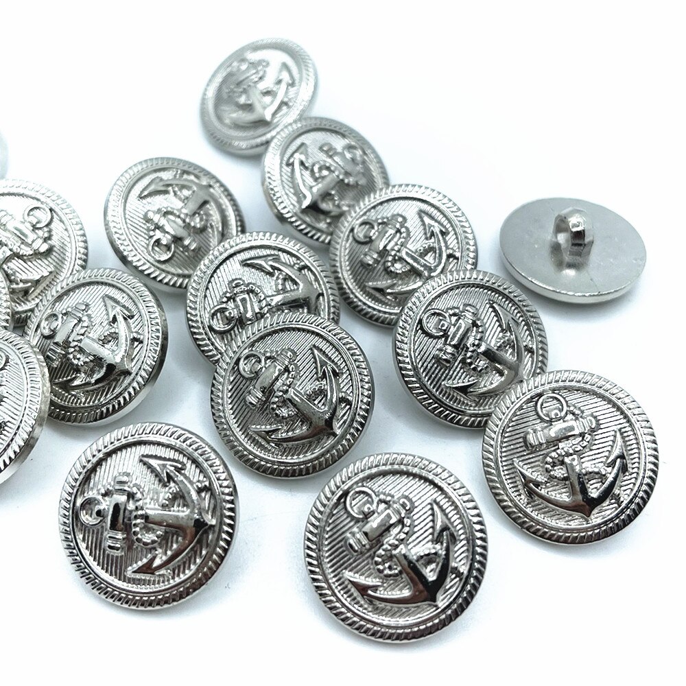 20Pcs 20Mm Vintage Anker Kleding Naaien Knoppen Zilveren Jasje Knoppen Mode Shirt Knoppen