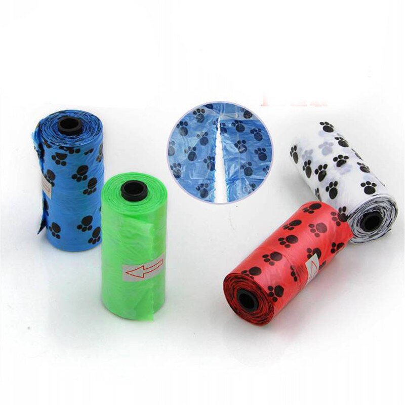 10Roll/150Pcs Afbreekbaar Hond Afval Kak Tas Met Printing Doggy Bag Huisdier Afval Schoon Kak Tassen multi Kleur