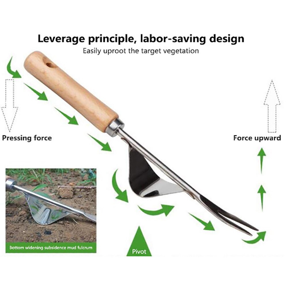 1Piece Manual Weeder Fork Stainless Steel Wood Handle Gardening Weeding Tool Garden Transplanting Digging Tools