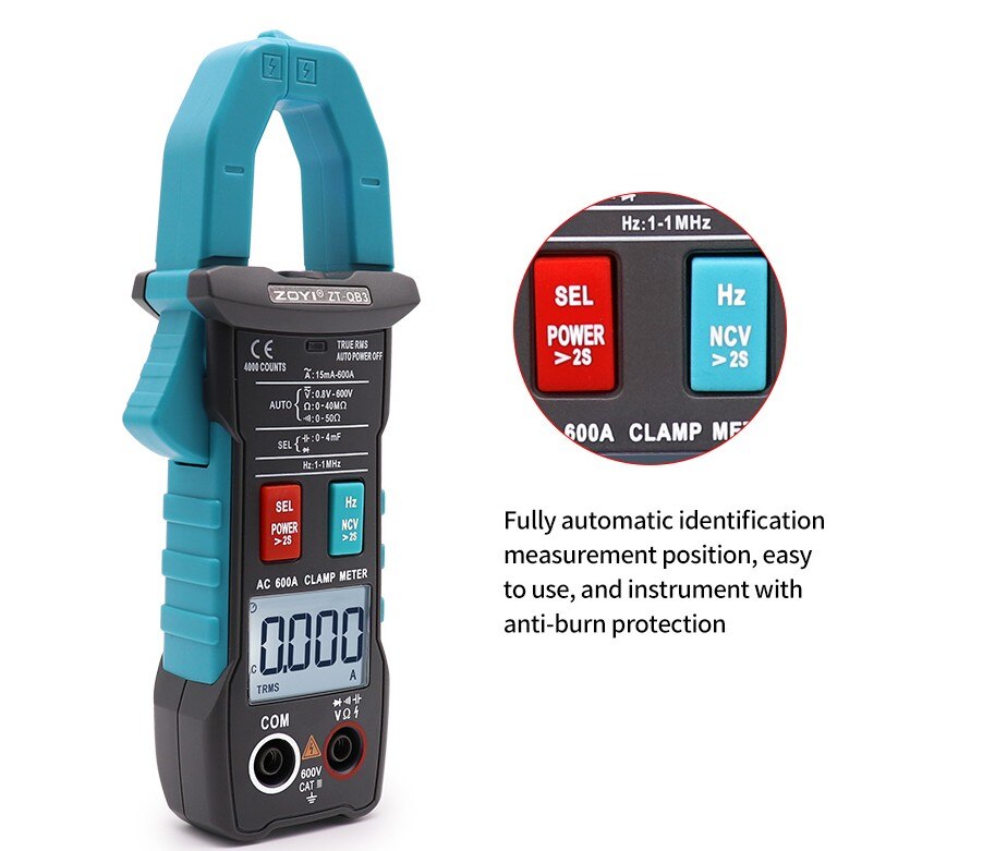 Digital Amper Clamp Meter Multimeter Current Clamp Pincers Voltmeter Ammeter AC 600A AC/DC Voltage Ohm Current Tester