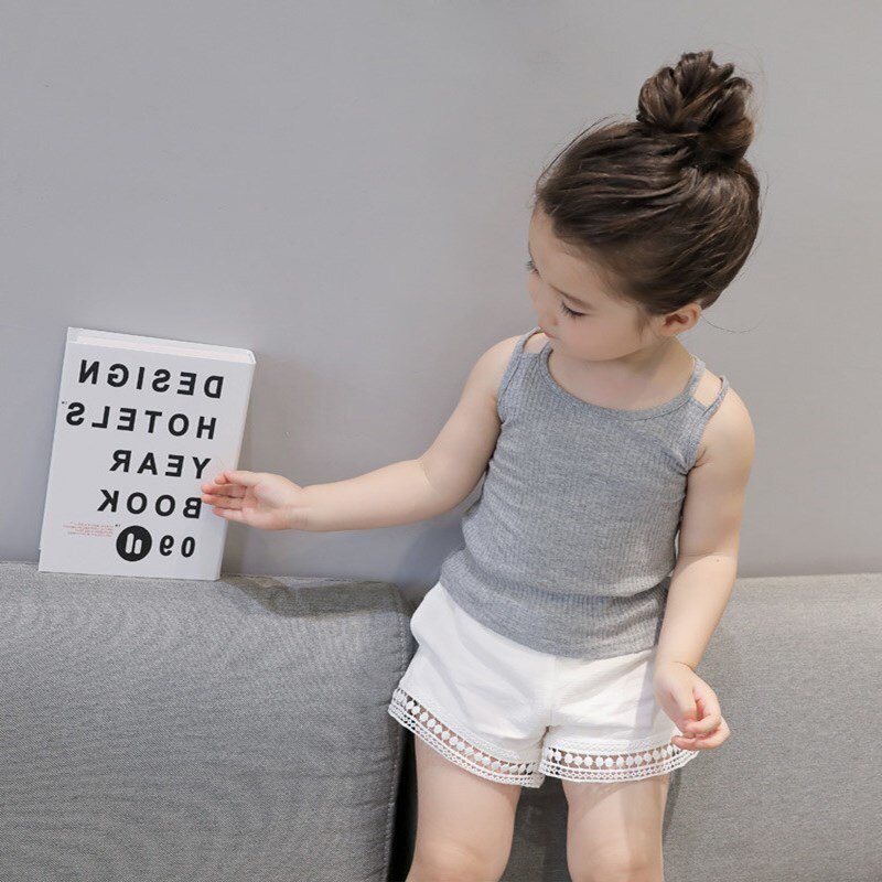 Tops Voor Meisjes Zomer Vest Stijl Meisjes Kleding Kruis Riem Vest Katoen Toevallige Mouwloze Kinderen Snoep Kleuren Sport Vesten Out dragen