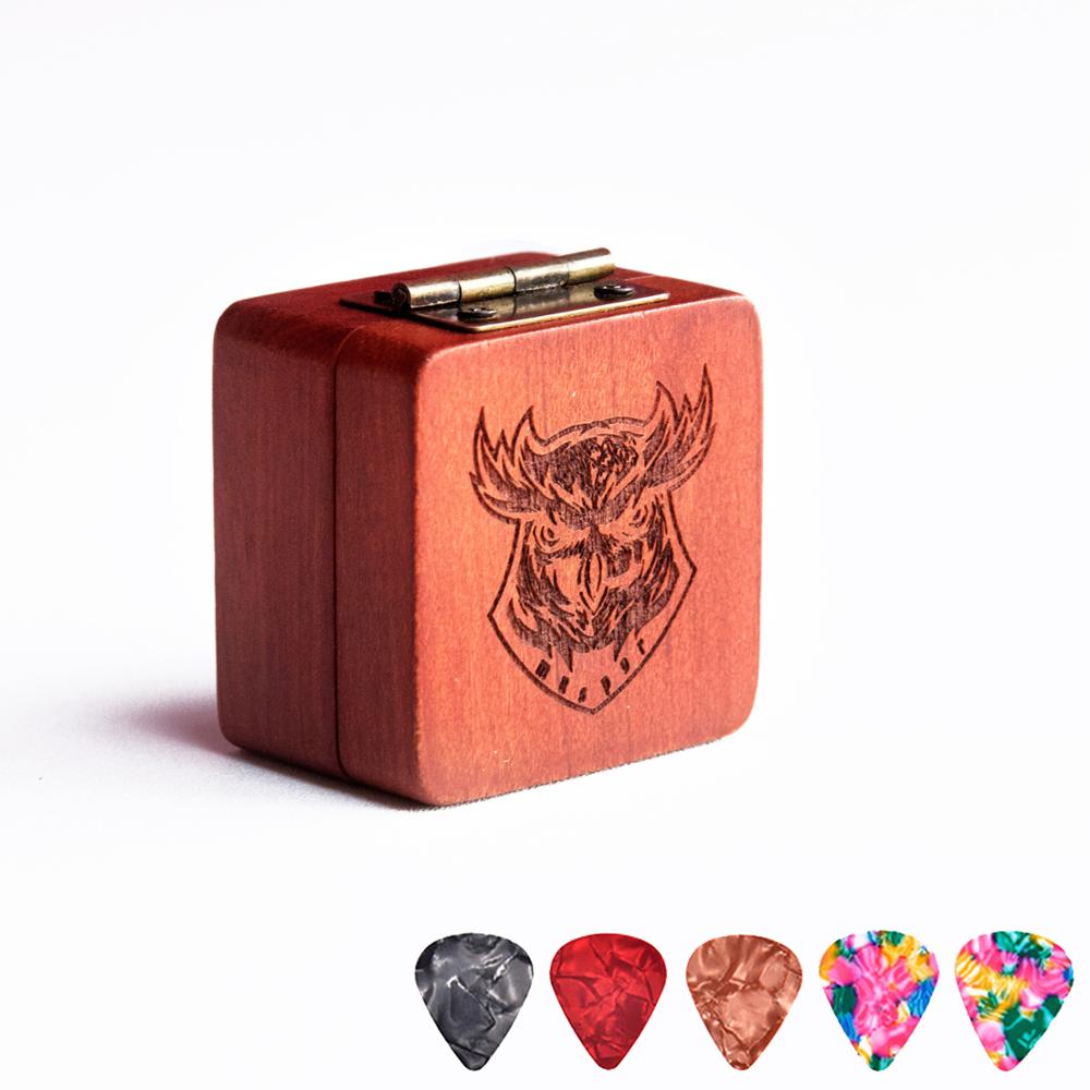 Guitar Picks Iron Pick Box Holder Collector with 4pcs Different Wood Picks Mediator for Guitar Accessories & Parts guitar tool