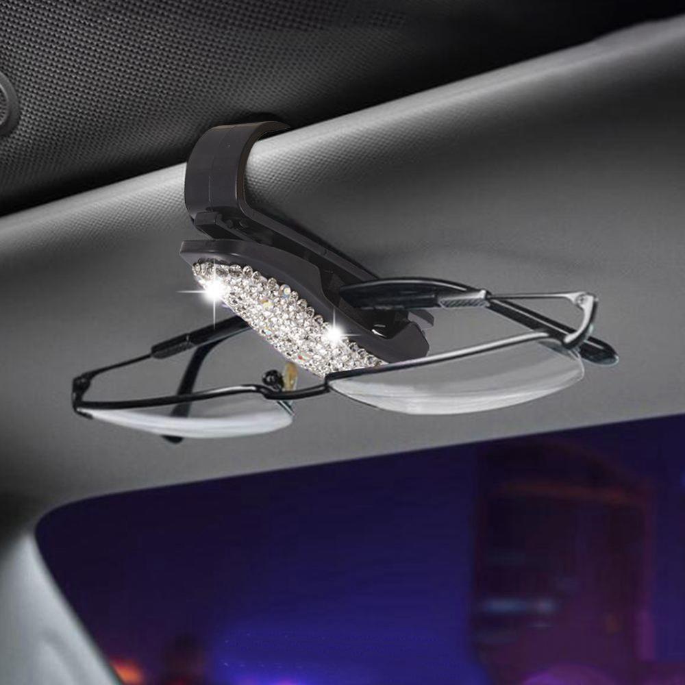 Glimmende auto zonneklep bril zonnebril houder organizer ticket clips abs auto brillenkokers