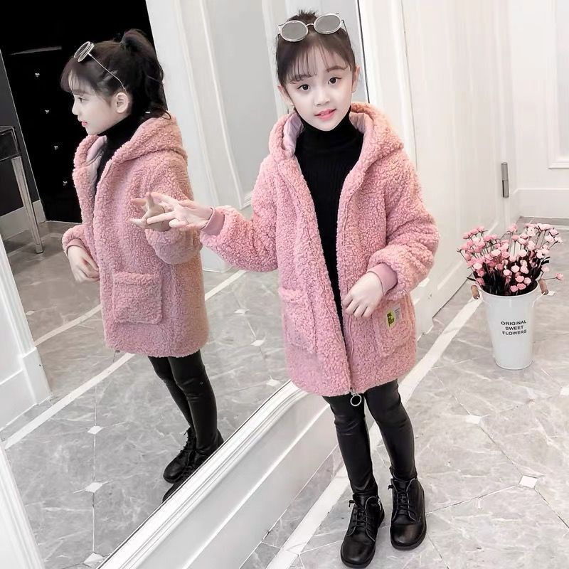 Fall Winter Kids Meisjes Pluche Uitloper Jassen Kleding Kinderen Hoodies Lam Pluizige Jas Tieners Dikke Warme Tops Rits Kleding